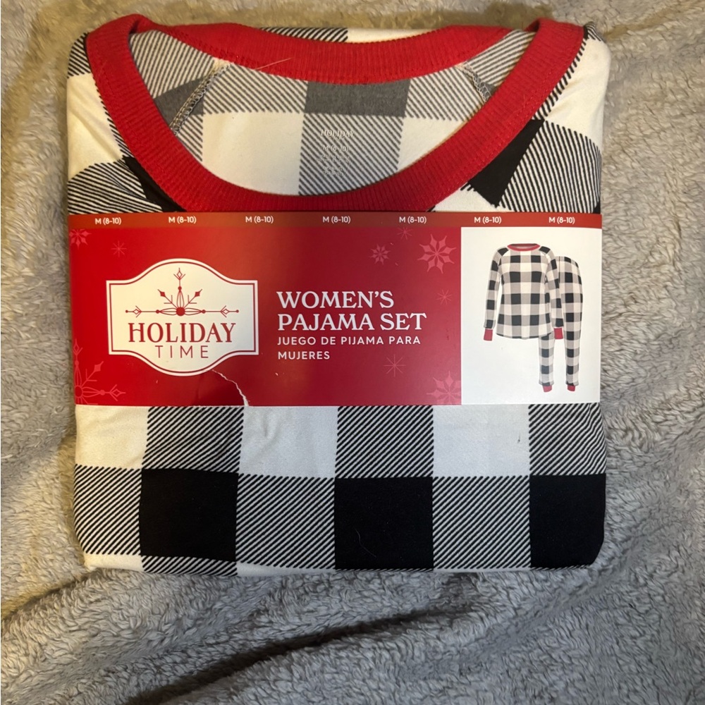 Holiday Time Red and Gray Plaid Top